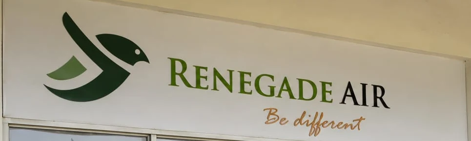 Renegade Air bird emblem, wordmark and Be different signature