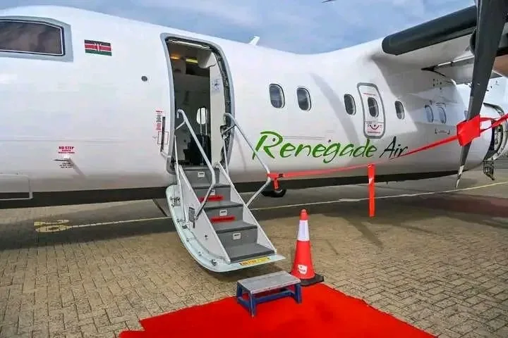Renegade Air aircraft with airstairs and red carpet ready for boarding